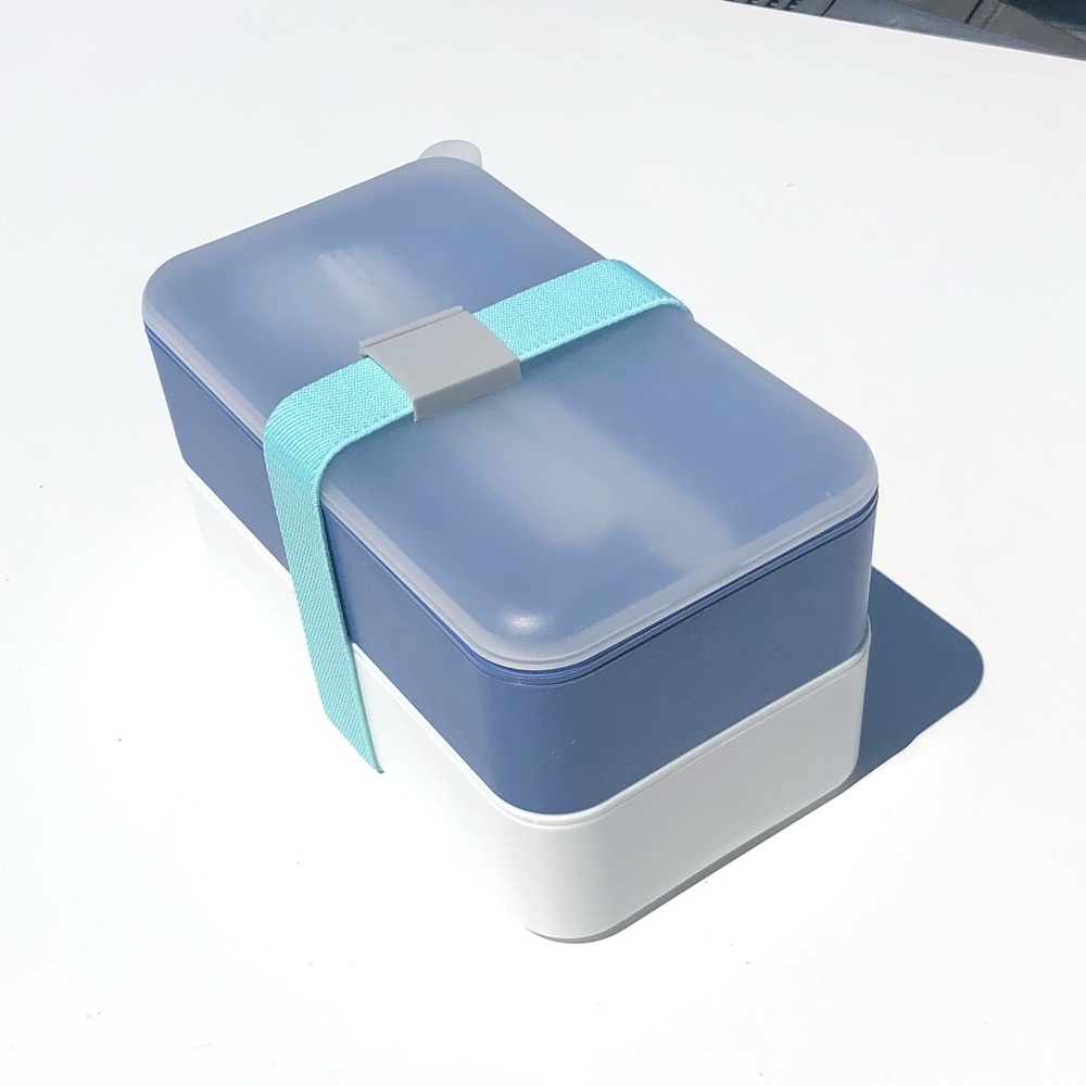 Blue and White Bento Box with Strap